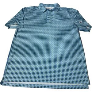 Straight Down Golf Polo Shirt Men's XL Green Blue Diamond Pattern Athletic‎
